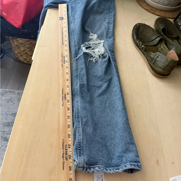 AGolde Riley Medium Wash Button Fly distressed Jeans -30 - Picture 8 of 9